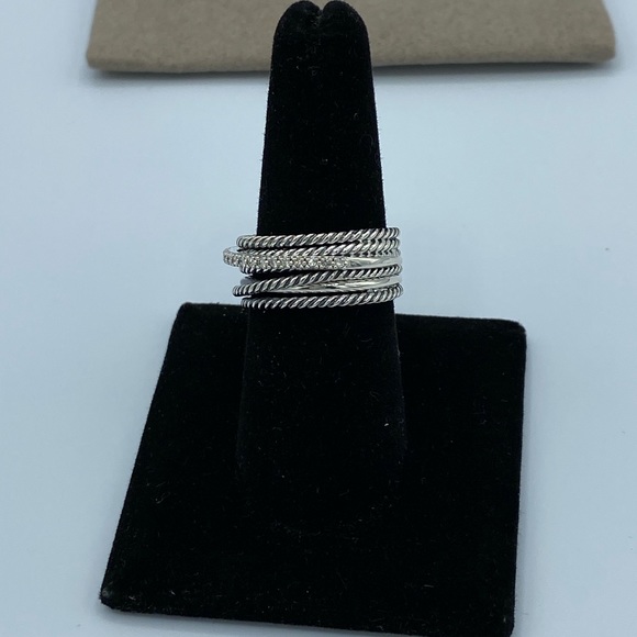 David Yurman Silver Crossover Diamond ring - Picture 4 of 6